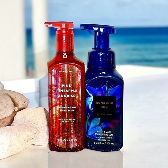 Bath & Body Works Hand Soap Pink Pineapple Sunrise & Honolulu Sun Summer Scents - Picture 1 of 5